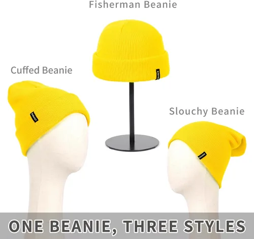 Miniatura 23 de Gorros de lana para mujeres y hombres, unisex, de punto suave, con puños, diseño de calavera, elástico, color sólido, sombreros de invierno