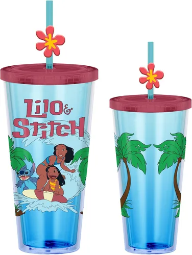 Miniatura 25 de Silver Buffalo Disney Una Loca Aventura de Goofy con Goofy, Max Goof, Roxanne y Bobby Zimuruski - Vaso de plástico para bebidas frías con tapa
