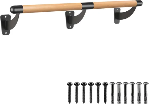 Miniatura 7 de Sistema de Barra de Ballet Montada en la Pared de Madera SELEWARE de 4-12 pies de Largo para Movimientos de Barra en Casa o Estudio, Estiramiento