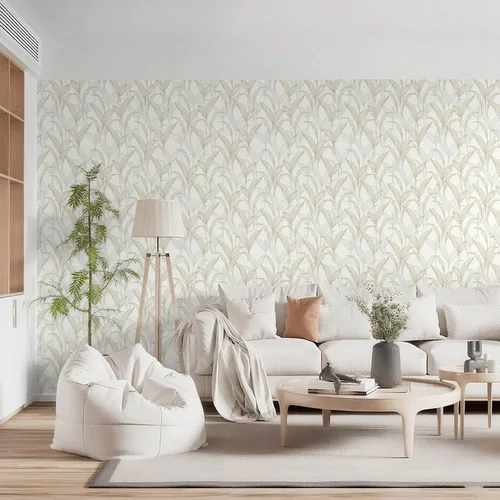 Miniatura 5 de Heroad Papel tapiz autoadhesivo para despegar y pegar, papel de contacto bohemio, moderno, neutro, hojas beige, extraíble, para armarios