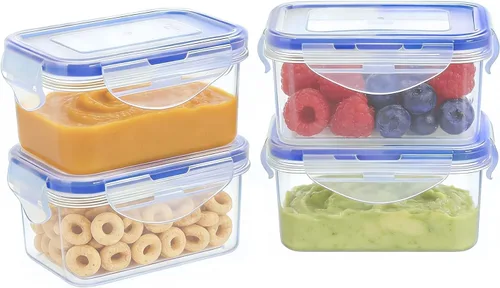 Miniatura 28 de KIGI Pequeño recipiente de plástico para almacenamiento de alimentos para aperitivos, almuerzo y preparación de comidas, sin BPA, tapas herméticas