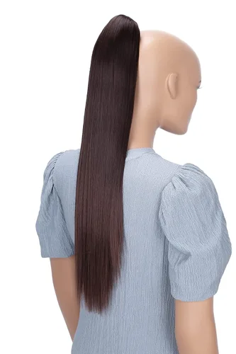 Miniatura 12 de CAISHA 24 "Hairpiece Cola de caballo Clip en la extensión de pelo largo recto negro H601