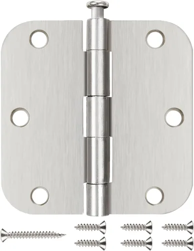 Miniatura 8 de 30 paquetes de bisagras de puerta mate negro de 3.5 x 3.5 pulgadas con radio de 5/8, bisagras interiores resistentes redondeadas para puertas, Negro