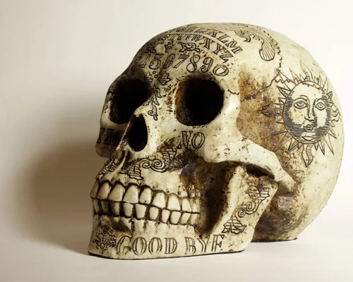 Miniatura 4 de Pins & Bones Ouija Skull, tablero Ouija detallado hecho a mano gótico decoración del hogar calavera