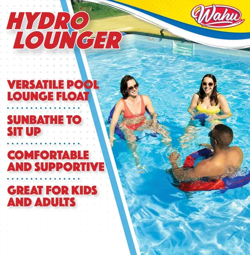 Miniatura 2 de Wahu Hydro Lounger - Flotador versátil para tomar el sol, tumbona inflable para playa y piscina con válvula de inflado/desinflado, rojo/azul