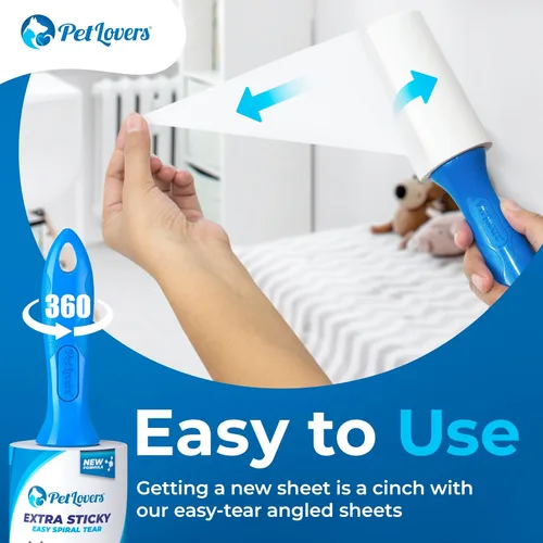 Miniatura 4 de PetLovers Juego de Rodillos de Pelusa Extra Adhesivos de Gran Valor 600 Hojas para la Remoción de Pelo de Mascotas, Removedor de Pelusa para Perros
