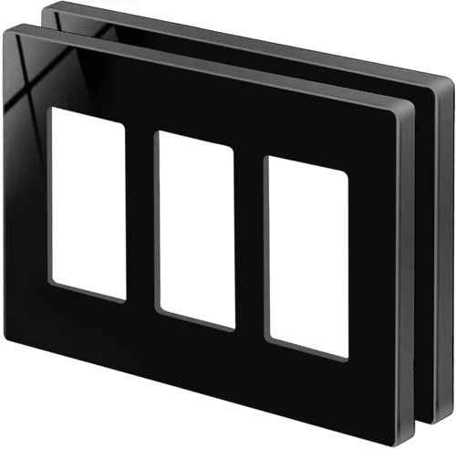 Miniatura 28 de BESTTEN Placa de pared sin tornillos de 5 segmentos, cubierta de enchufe decorador, placa decorativa para interruptor, serie blanca nieve brillante