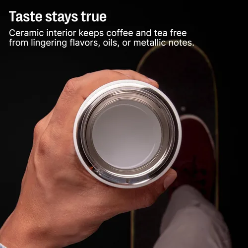 Miniatura 5 de Fellow Vaso frío Carter de 16 onzas, tapa con popote resistente a derrames, vaso aislado al vacío de acero inoxidable con interior de cerámica
