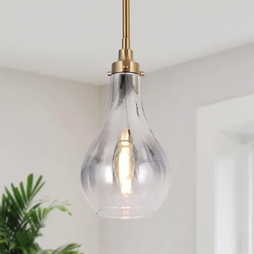 Miniatura 7 de KSANA Iluminación colgante de cristal dorado para isla de cocina, dormitorio, comedor, entrada, fregadero, rincón de desayuno Oro y vidrio sembrado