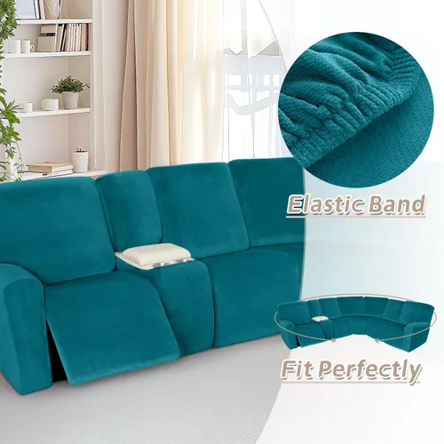 Miniatura 604 de Arfntevss Fundas de sofá seccional reclinable de terciopelo, Funda de sofá seccional de esquina para sofá reclinable, Funda elástica suave