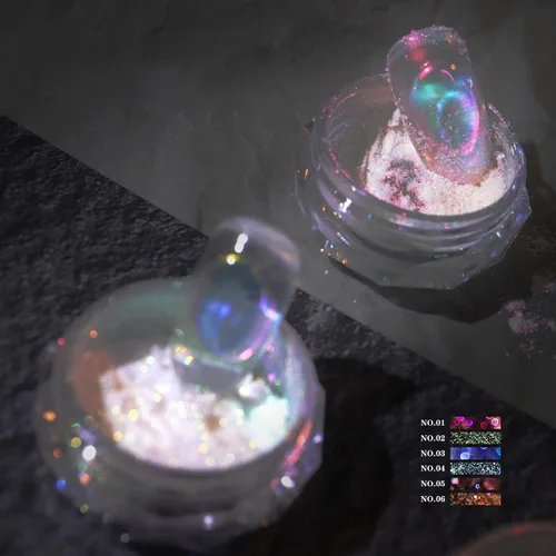 Miniatura 5 de 2 polvos de cromo Aurora para uñas blanco iridiscente, polvo de uñas cromado de sirena, polvo de perlas de uñas camaleón, cromo camaleón, pigmento 2