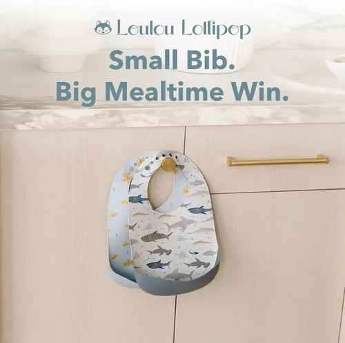 Miniatura 7 de Loulou Lollipop - Babero de silicona suave y resistente al agua para bebés y niños pequeños de 3 a 36 meses, fácil de limpiar, ajustable y agarra