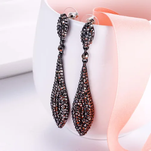 Miniatura 3 de EVER FAITH - Aretes largos de cristal austriaco para mujer, diseño de doble gota