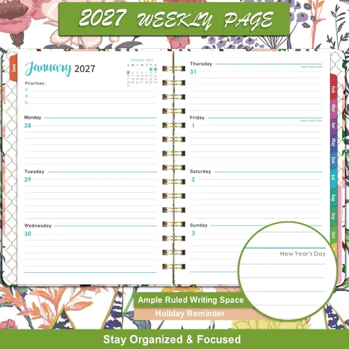 Miniatura 4 de 2027 Planner – Weekly ＆ Monthly Planner 2027, Jan. 2027 – Dec. 2027, 6.4" x 8.5" with Tabs, Flexible Hardcover, Thick Paper, Strong Twin-Wire