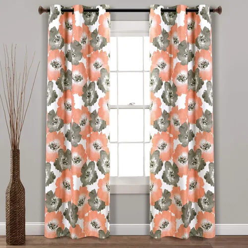 Miniatura 20 de Lush Decor Leah - Juego de 2 paneles de cortinas para oscurecer la habitación, 84 x 52 pulgadas, rojo/naranja