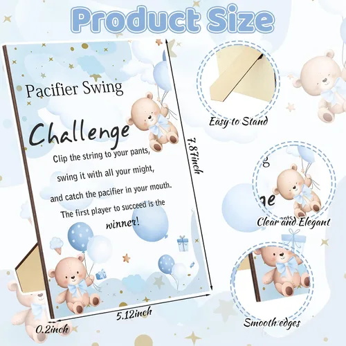 Miniatura 2 de Vicenpal Juego de 6 juegos de oso azul para baby shower, actividades divertidas para baby shower, juego de fiesta de revelación de género
