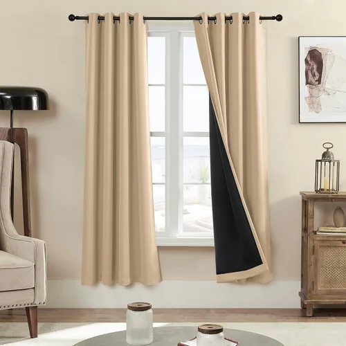 Miniatura 23 de Rutterllow - Cortinas 100% opacas, paneles de cortina con ojales, aislamiento térmico y bloqueo de luz para habitación y sala de estar
