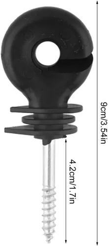 Miniatura 2 de 50 unidades/juego de aisladores eléctricos de cerca, aisladores de anillo de rosca negro, accesorios de sistema de rejilla de cercas eléctricas