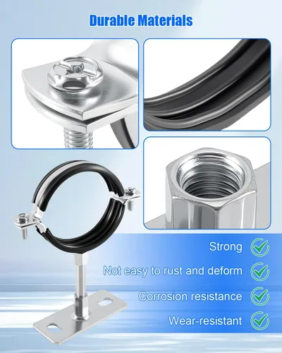 Miniatura 4 de 2 soportes de tubo ajustables de 3 pulgadas, colgador de tubo de anillo dividido, correa de pared de ventilación B resistente, correa redonda