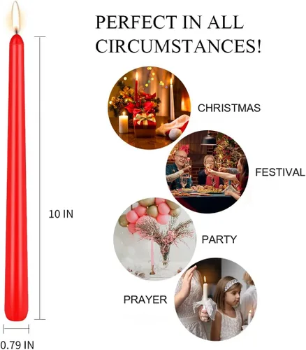 Miniatura 5 de Velas cónicas de colores de 10 pulgadas para entornos religiosos y espirituales, paquete de 12 velas sin perfume para vacaciones, celebración de 12