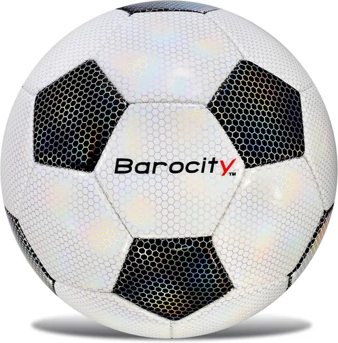 Miniatura 12 de Balón de fútbol premium para niños y niñas, balón oficial de partido con patrón hex arcoíris reflectante, duradero, para interiores, exteriores, Azul