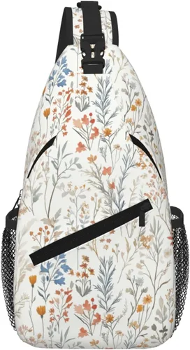 Miniatura 11 de Bolso bandolera para hombres y mujeres, mochila cruzada floral de tulipán pastel, mochila casual de senderismo para viajes, deportes, correr, bolsa