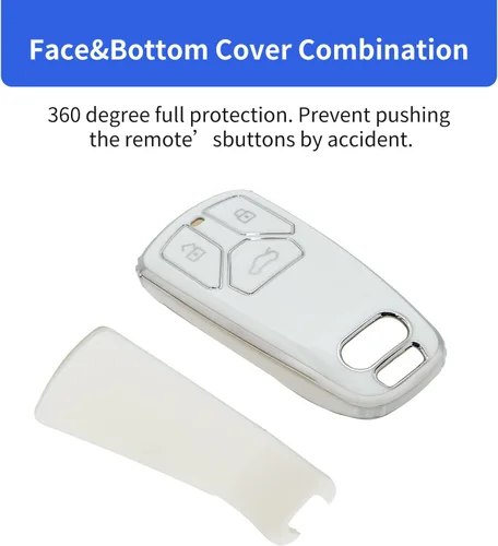 Miniatura 4 de OFFCURVE Funda especial para llave de Audi Key Fob Funda de TPU suave especial para Audi A3 A4 A5 A6 Q5 Q7 TT TTS TT-RS SQ5 SQ7 R8 S5 RS4 RS5 Blanco