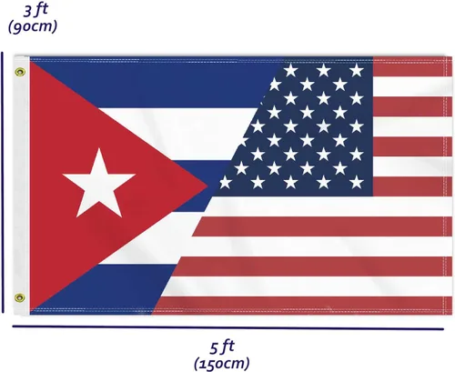 Miniatura 2 de Bandera de Cuba de Estados Unidos de 3 x 5 pies, gran pancarta cubana de América 150D para exteriores, impresión de doble cara, decoración americana