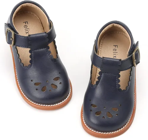 Felix & Flora - Zapatos planos de vestir estilo Mary Jane para niña pequeña, zapatillas de ballet para niña, zapatos para fiestas y escuela