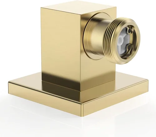 Miniatura 2 de Codo de suministro montado en la pared - Codo de suministro de pared cuadrado de latón macizo con válvula de retención (cuadrado, oro cepillado)