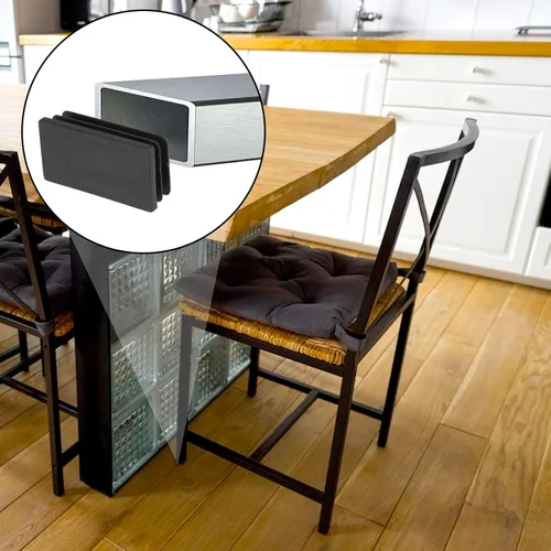 Miniatura 3 de Paquete de 20 tapas de plástico negras de 1 x 2 pulgadas para patas de silla de tubo rectangular