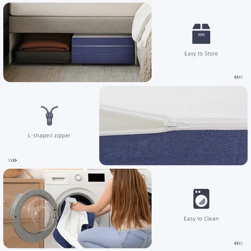 Miniatura 5 de Colchón triple plegable, colchón de espuma plegable de 4 pulgadas con funda transpirable y lavable, cama portátil de invitados para habitación
