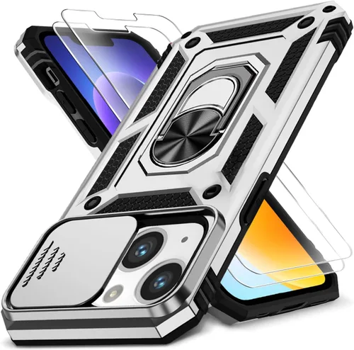 Miniatura 30 de Funda HakkTaoo para iPhone 13/iPhone 14 de 6.1 Pulgadas con Funda Deslizante para Cámara + Protector de Pantalla (2 Paquetes), Funda Protectora a