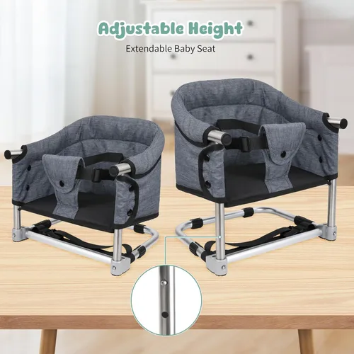 Miniatura 2 de Asiento elevador para mesa de comedor, silla elevadora portátil 3 en 1 con hebilla de seguridad, asiento de alimentación de bebé ajustable y Rojo