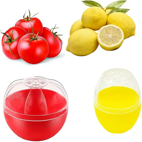 Miniatura 3 de 5 recipientes de almacenamiento con forma de frutas y verduras para refrigerador, aguacate, pimienta verde, tomate, limón y cebolla