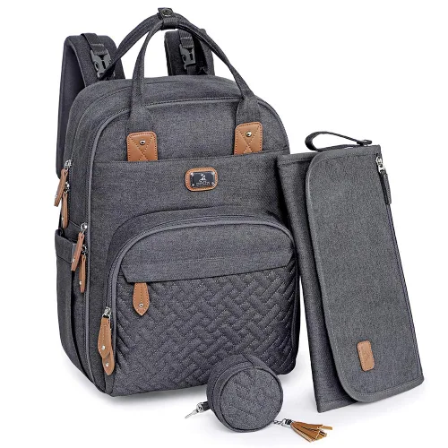 Miniatura 17 de Dikaslon - Mochila para pañales con cambiador portátil, funda para chupete y correas para cochecito, bolsas de bebé unisex grandes para niños y Azul