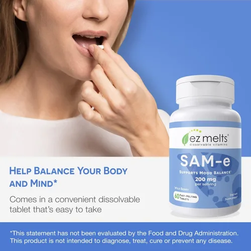 Miniatura 3 de EZ Melts Suplemento SAM-e soluble de 200 mg, sin azúcar, suministro de 1 mes - 1 paquete