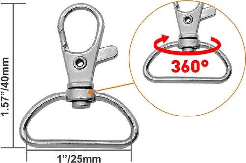 Miniatura 4 de 60 ganchos giratorios a presión, gancho giratorio de metal para llavero, suministros de manualidades, 1 pulgada (0.984 in) de ancho interior Plata