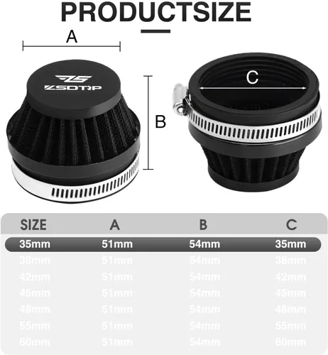 Miniatura 2 de 2 filtros de entrada de aire para motocicleta de 1.38 pulgadas, filtro de aire universal para Dirt Pit ATV SSR TTR filtro de respiración de Negro
