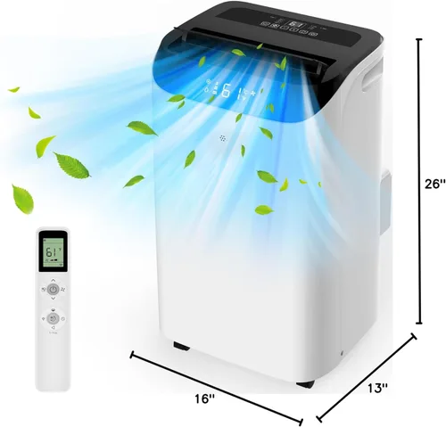 Miniatura 10 de Aire acondicionado portátil de 14000 BTU con control remoto, unidad de aire acondicionado de refrigeración independiente 3 en 1 con ventilador