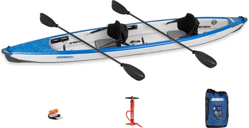 Miniatura 10 de Sea Eagle RazorLite Kayak inflable – Ligero, punto caído, kayak de turismo de alta velocidad – Solo o en tándem – Asiento trasero alto, remo (s)