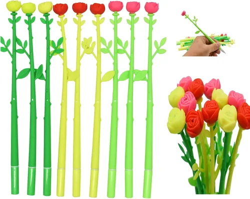 30 bolígrafos de rosas elegantes para decoración de escritorio para el día de San Valentín, color negro para niñas, mujeres, día de la madre, hogar,