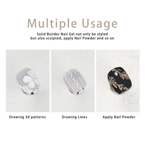 Miniatura 3 de Gel Sólido 3D para Esculpir Uñas para Arte de Uñas, Gel de Arte de Uñas 3D Multifuncional 3D para Moldeado de Uñas para Salón en Casa DIY (Blanco)