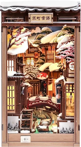 Miniatura 10 de Fsolis Kit de rincón de libros – Kit de casa en miniatura para adultos, estantería 3D rompecabezas de madera Booknook Music Librero Diorama regalos