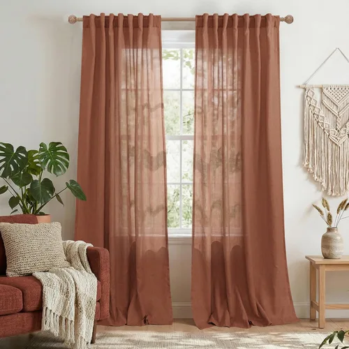 Miniatura 48 de Cortinas de lino azul claro de 90 pulgadas de largo para sala de estar, dormitorio de niñas, guardería, decoración acogedora de verano, bolsillo