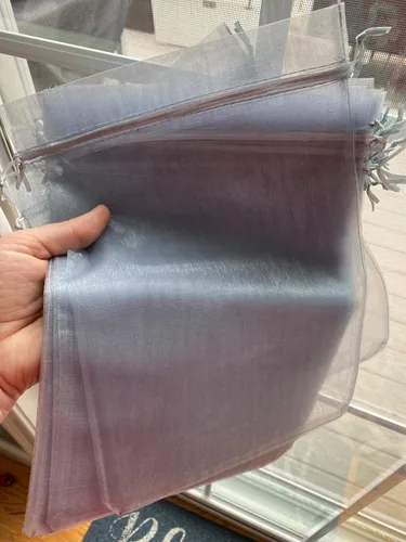 Miniatura 3 de ATCG 50 bolsas de organza transparentes con cordón grande de 8 x 12 pulgadas, decoración de festivales, bodas, fiestas, bolsas de maquillaje plateado