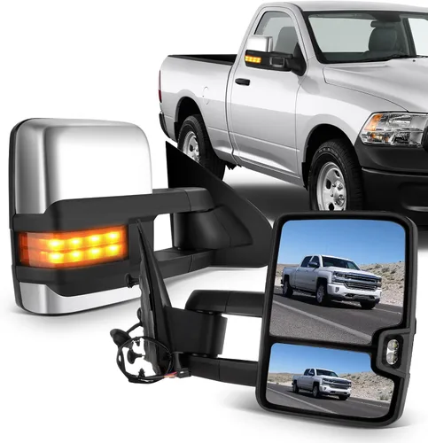 Miniatura 18 de ECCPP Juego de espejos de remolque, reemplazo en pareja, compatible con Chevy Silverado 1500 2500 HD 3500 Suburban 1500 2500 Tahoe para GMC Sierra