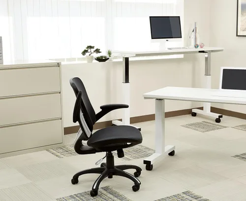 Miniatura 4 de Office Star Riley - Silla de escritorio ventilada para gerente con asiento y respaldo de malla transpirable, base negra con negro
