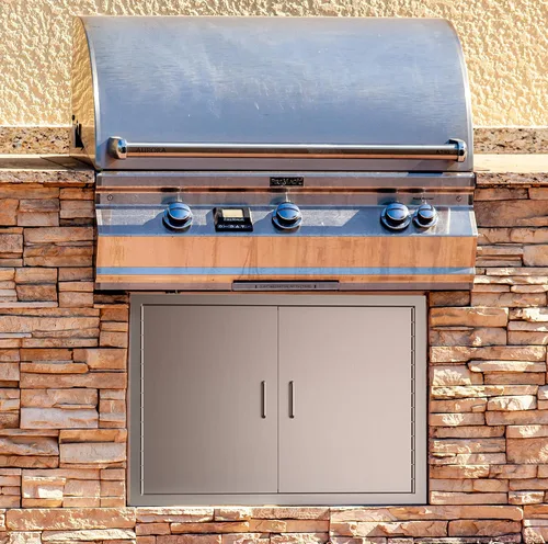 Miniatura 3 de Luffioner Puertas de cocina para exteriores, puerta de acceso doble para barbacoa de 31 pulgadas de ancho x 24 pulgadas de alto, placa gruesa a