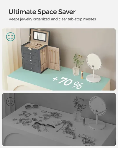 Miniatura 8 de SONGMICS Joyero de 6 niveles joyero con 5 cajones gran capacidad de almacenamiento con espejo bloqueable organizador de almacenamiento de joyas
